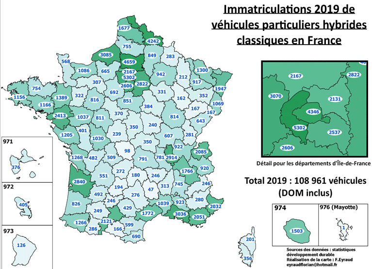 Voitures Hybrides Les Ventes Par D Partement En