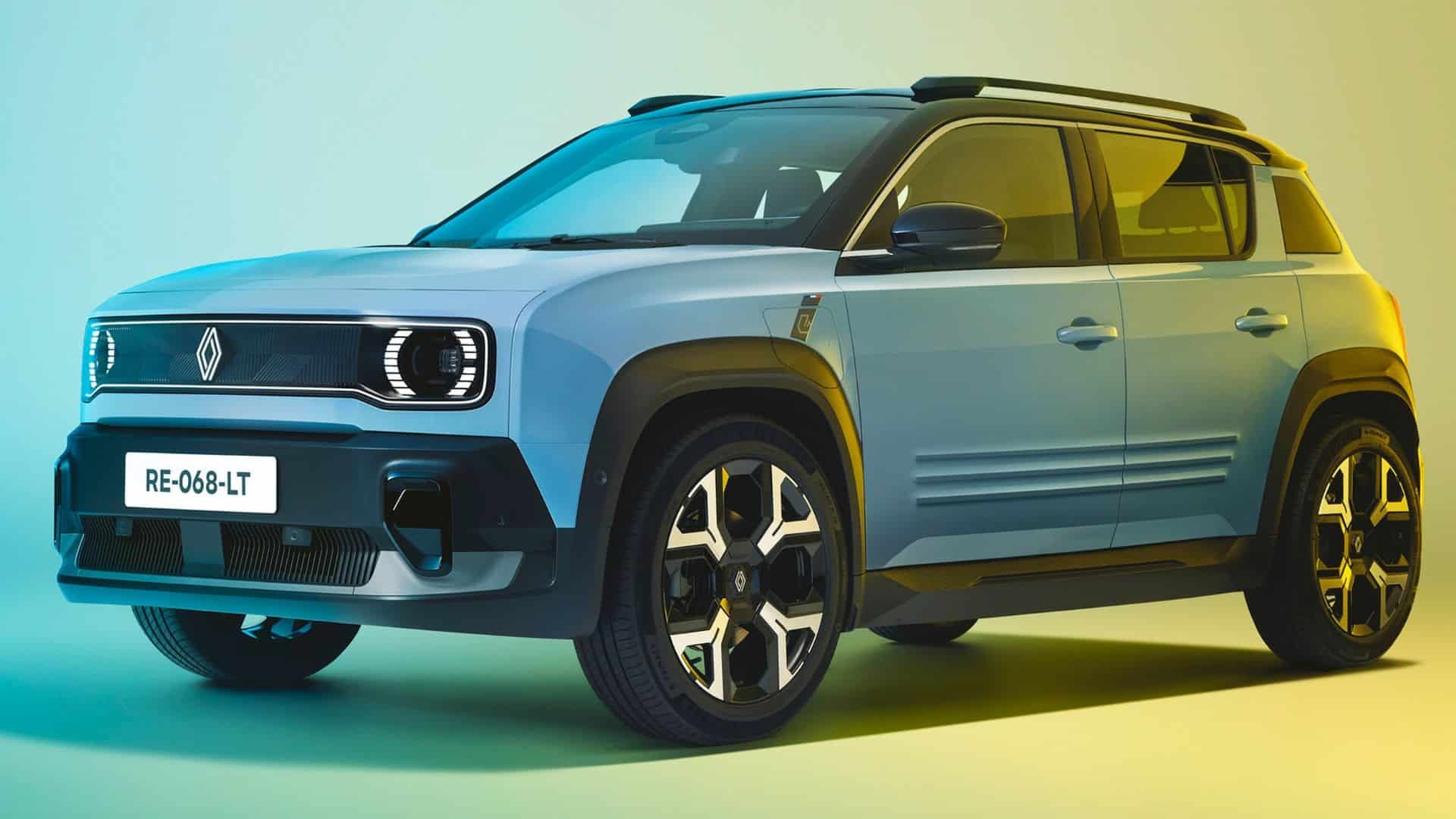 Renault 4 E-Tech électrique vue avant trois-quarts avec jantes 18 pouces