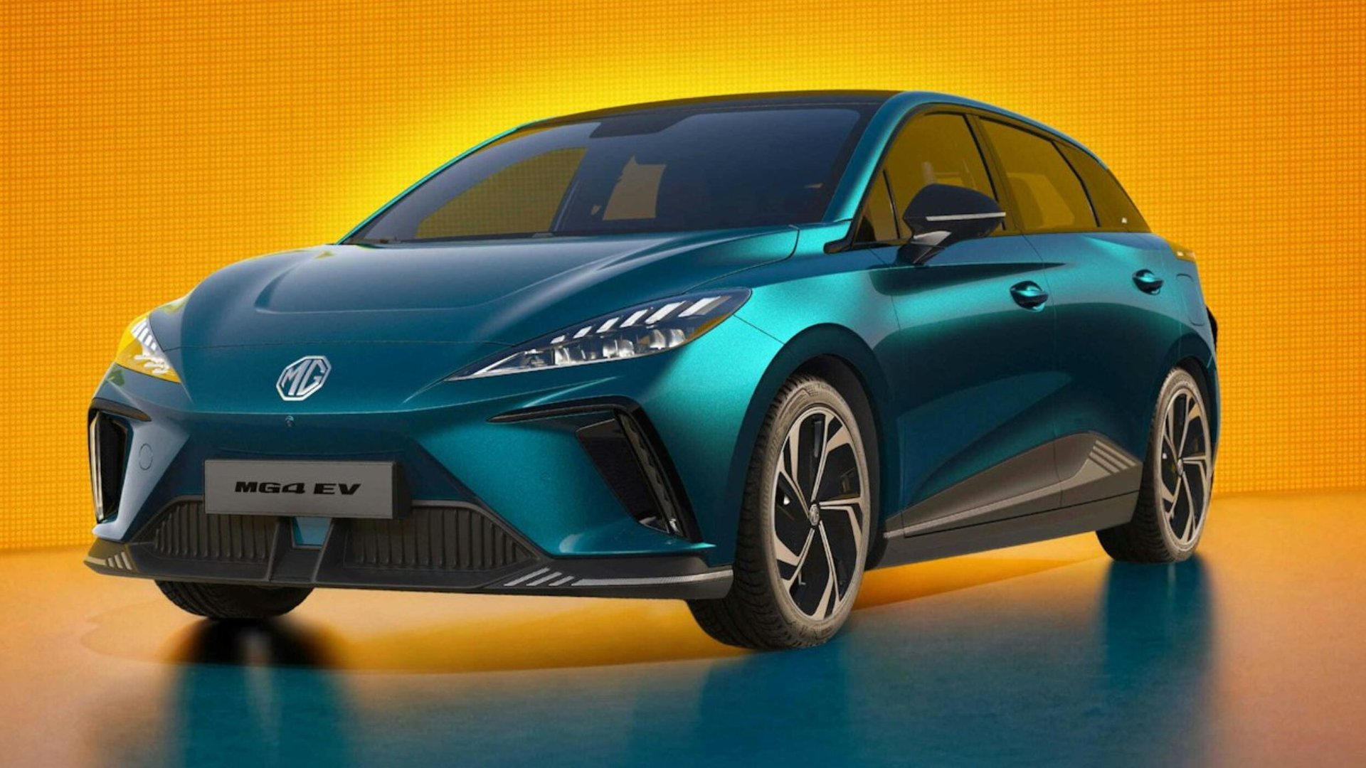 MG4 électrique V3 vue avant trois quarts avec design de compacte électrique et signature LED