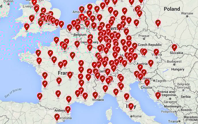 Aperçu du réseau superchargeurs Tesla...