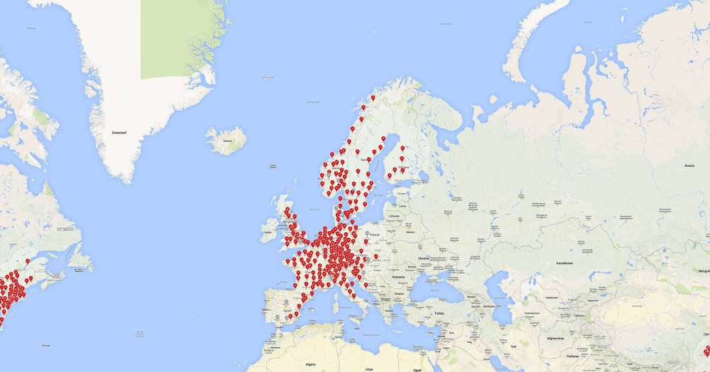 tesla-supercharger-map-eu-today Déploiements réels 2016