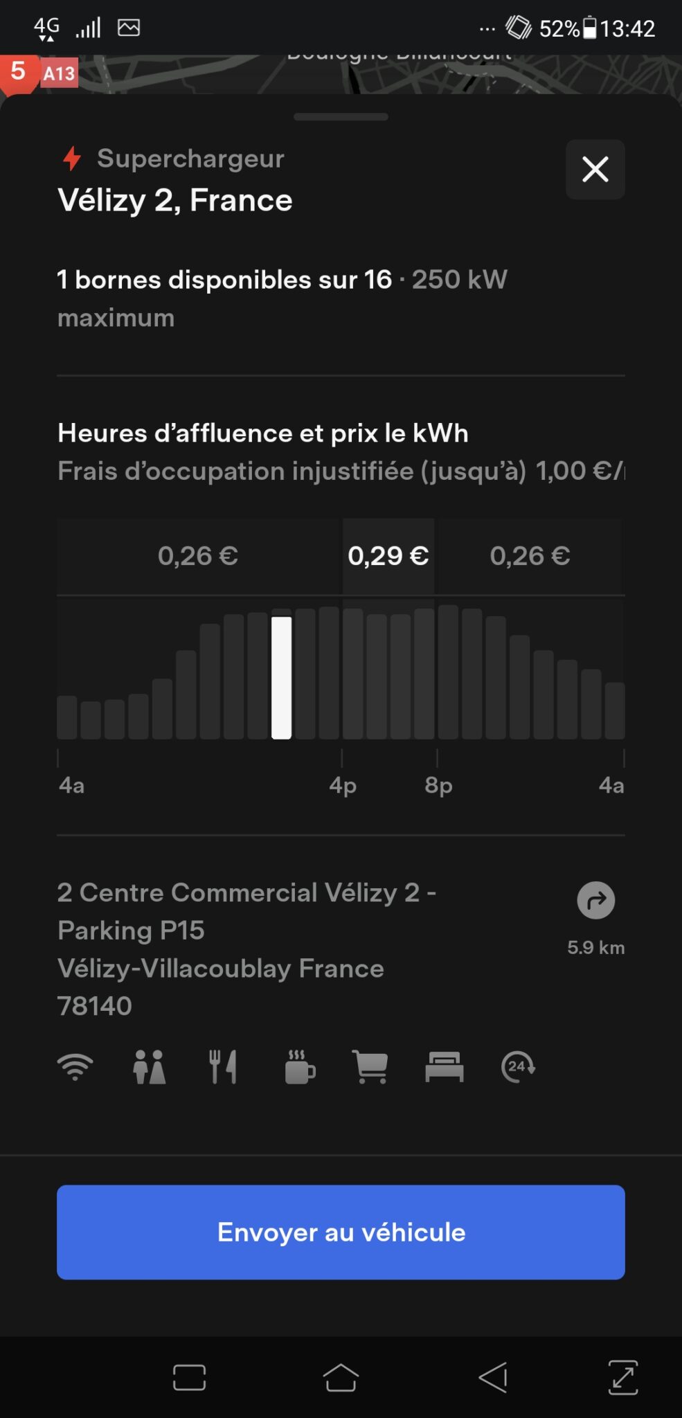 Prix du kWh au Superchargeur de Vélizy 2