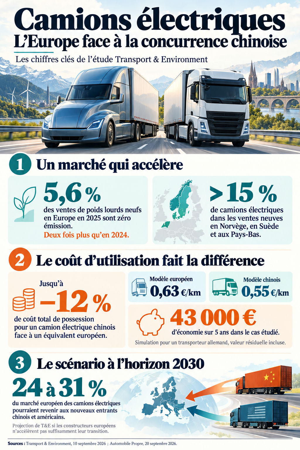 Infographie camions électriques chinois