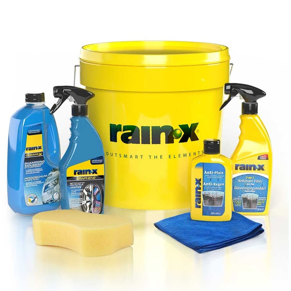 Rain-X-Seau-Kit-Nettoyant-Protection Kit lavage auto Rain-X avec shampoing et accessoires