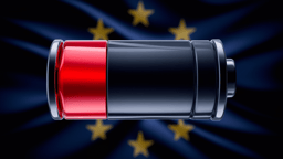 Batterie vide devant drapeau européen
