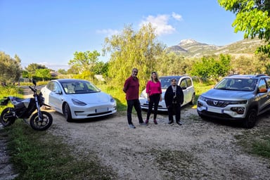 Les Zero FXE, Tesla Model 3, Seat Mii Electric et Dacia Spring dans la famille de Pascal