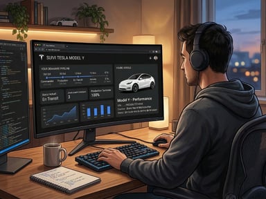 développement application suivi livraison tesla Model Y