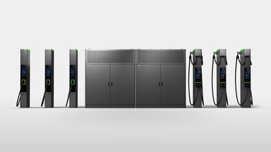 Système de recharge ABB OM X-Series avec refroidissement liquide intégral supportant plus de 100 points de charge jusqu'à 10 MW