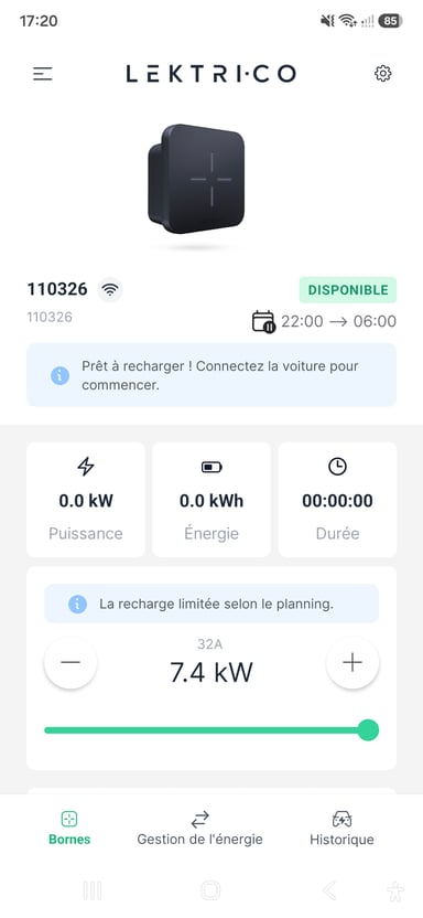 L'application smartphone Lektrico / Image : AP.