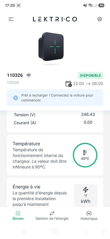 L'application smartphone Lektrico / Image : AP.