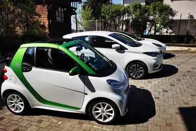 Les Smart ForTwo ED cabriolet, Renault Zoé et Tesla Model 3 du foyer de Frédéric