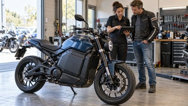 Inspection d’une moto électrique d’occasion
