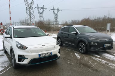 Un Kia e-Niro et un Hyundai Kona