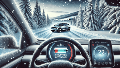 voiture electrique en hiver illustration