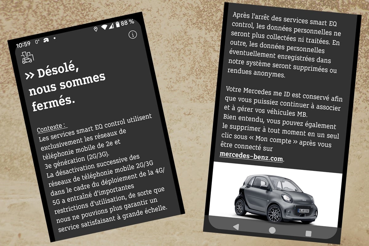 Message en se connectant à l'appli Smart EQ Control