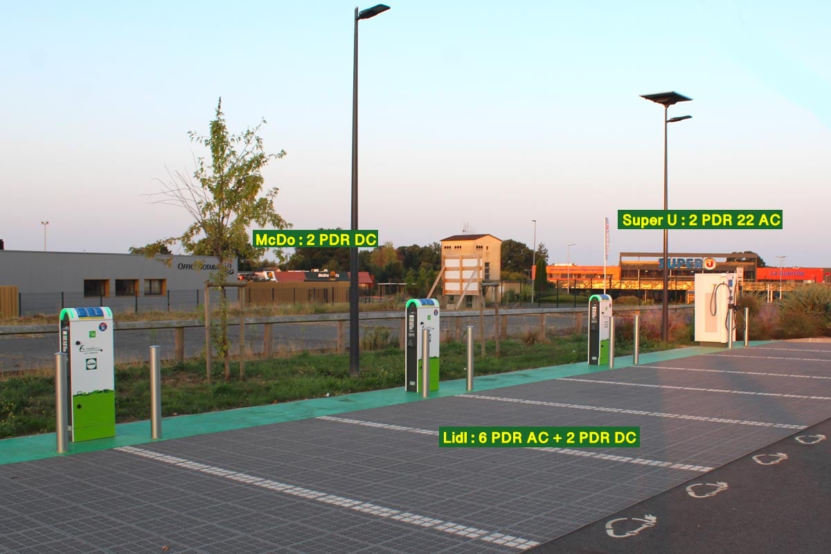 Vue d'ensemble Lidl, Super U et McDo à La Guerche-de-Bretagne