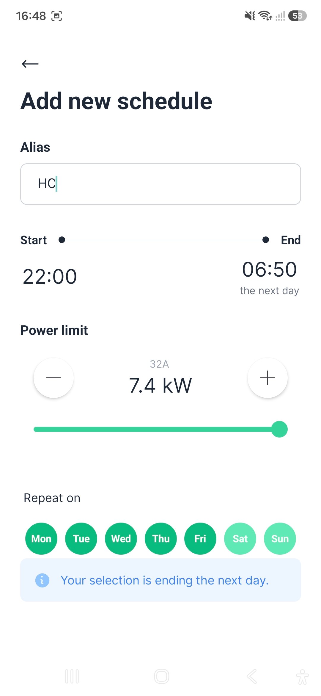 Screenshot_20260821_164819_Lektrico Réglage des horaires de recharge / Capture : AP.