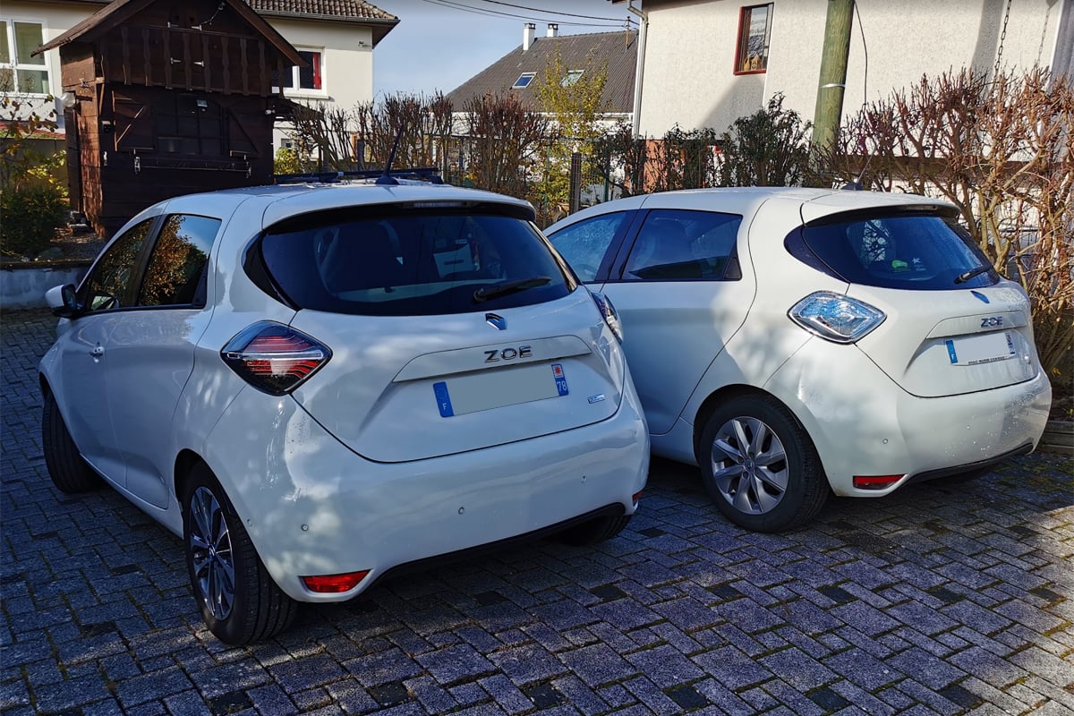 Les 2 Renault Zoé du foyer de Frédéric