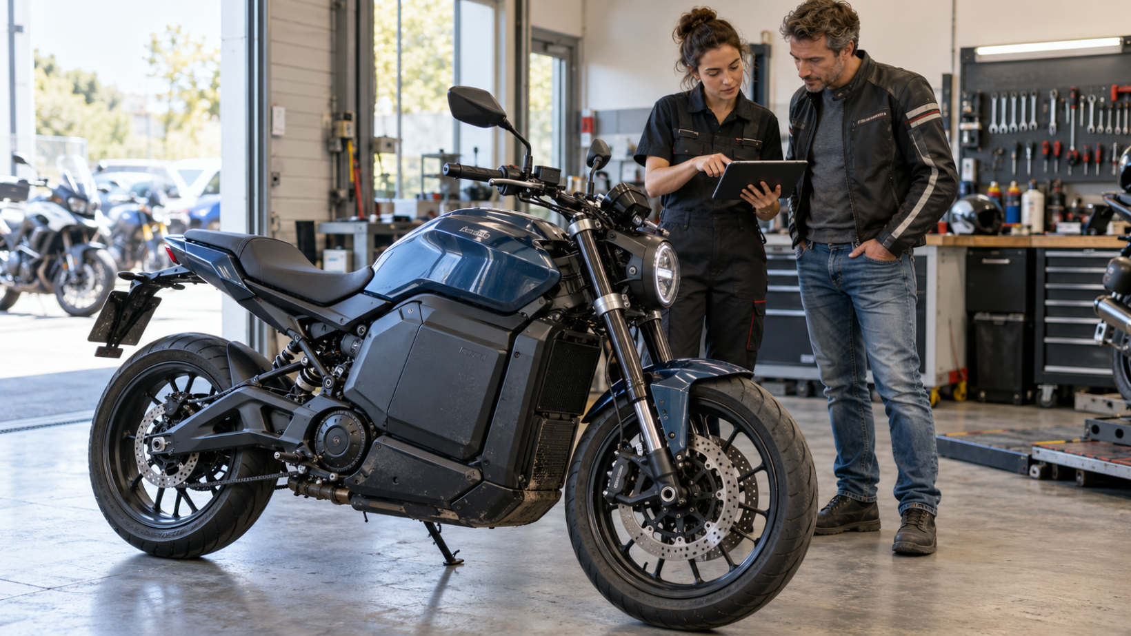 Inspection d’une moto électrique d’occasion