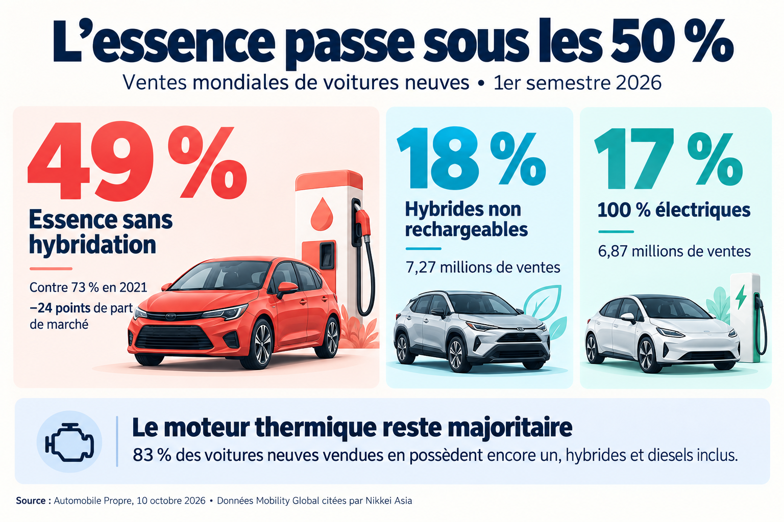 L’essence passe sous les 50 %