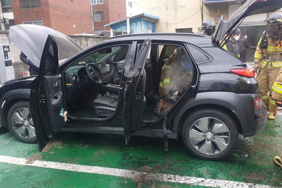 Hyundai Kona EV incendié à Daegu