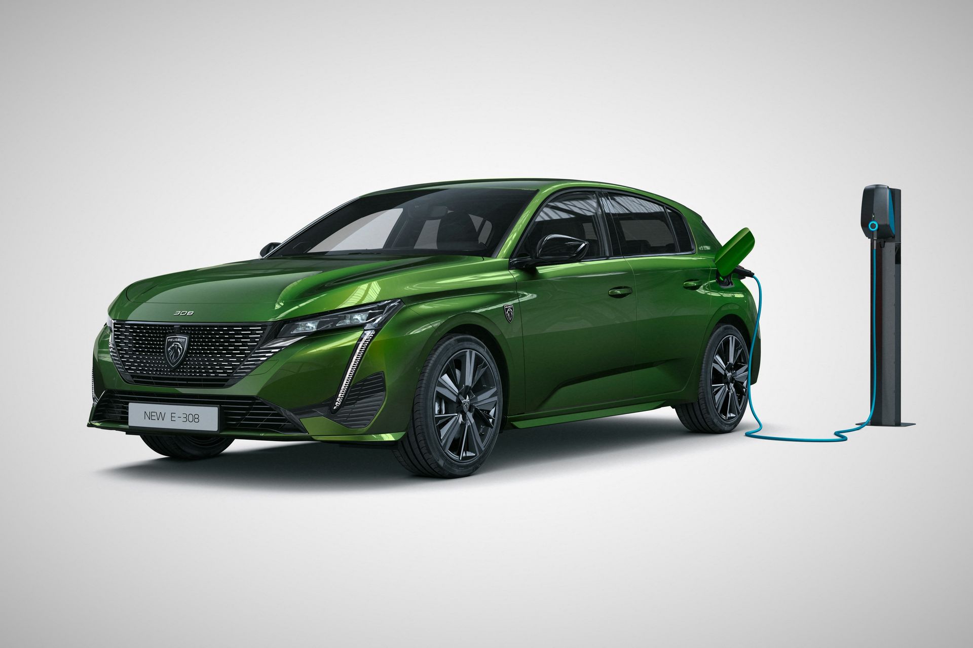 Peugeot e-308 électrique 2022 illustration recharge borne