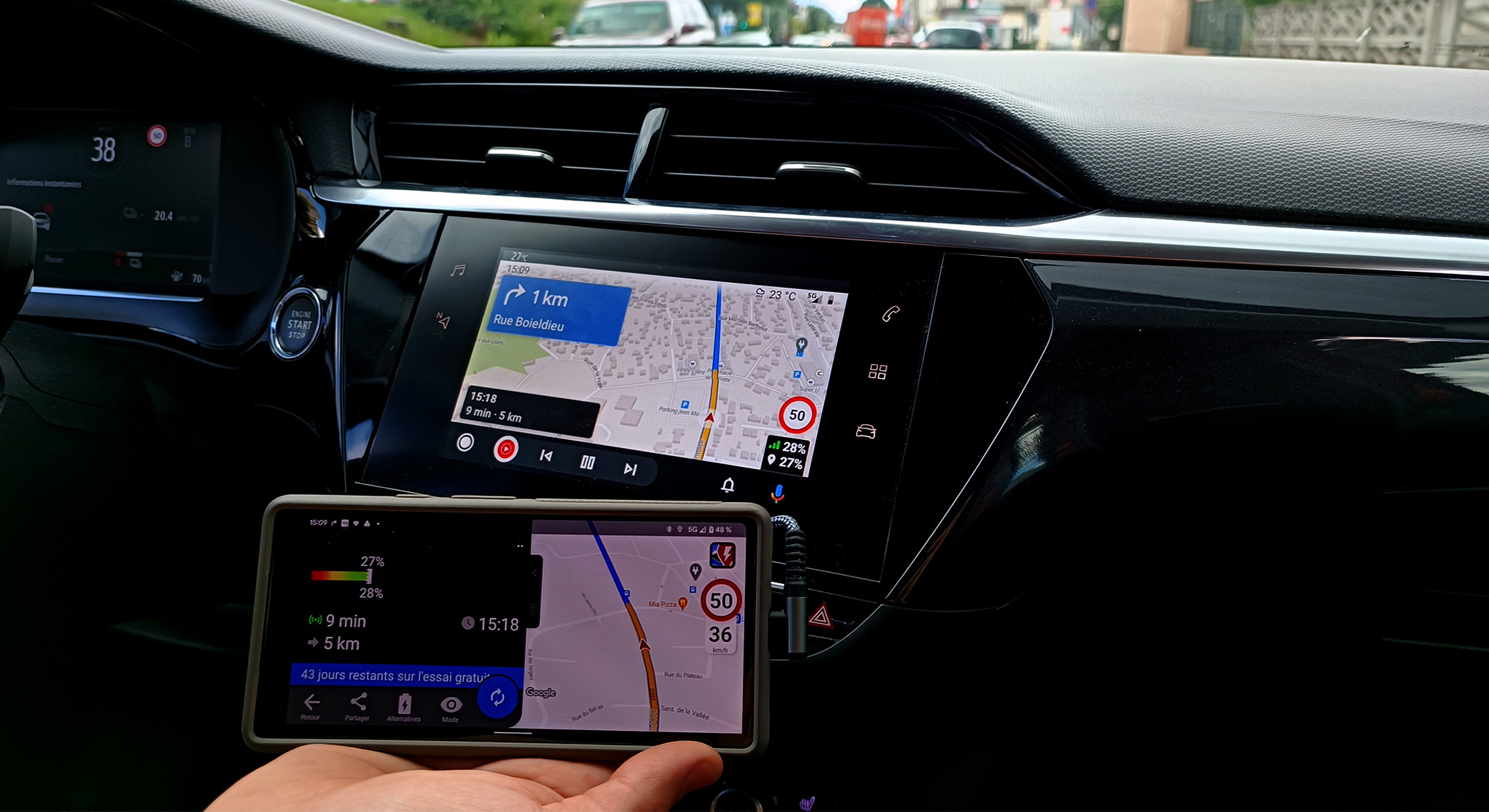 Interface Android Auto ABRP