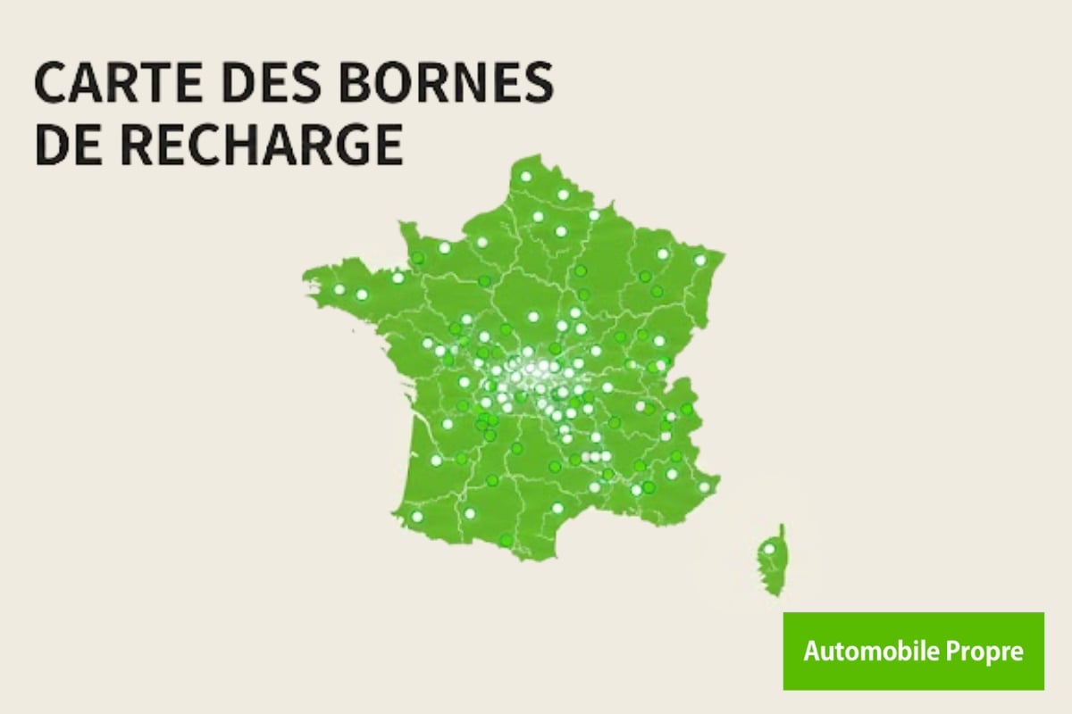 Carte des bornes de recharge publiques pour voitures électriques en France