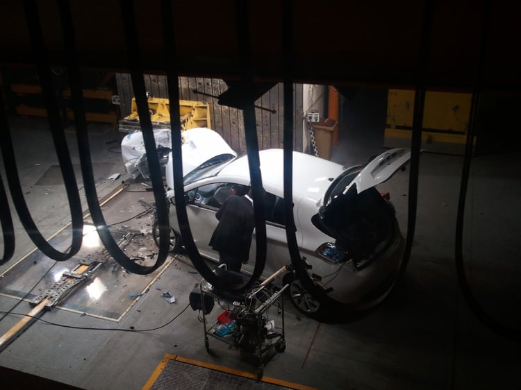 La zone de crash-test de la Renault ZOE