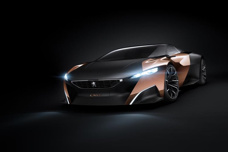 La face avant et les feux de la Peugeot Onyx