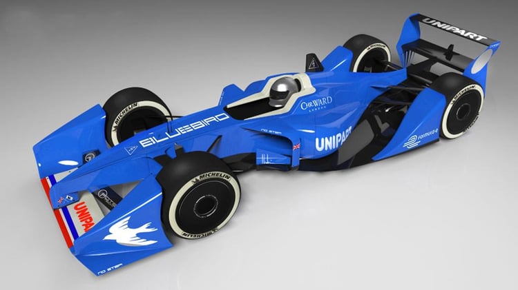 La Bluebird GTL, conçue pour le championnat de Formula E