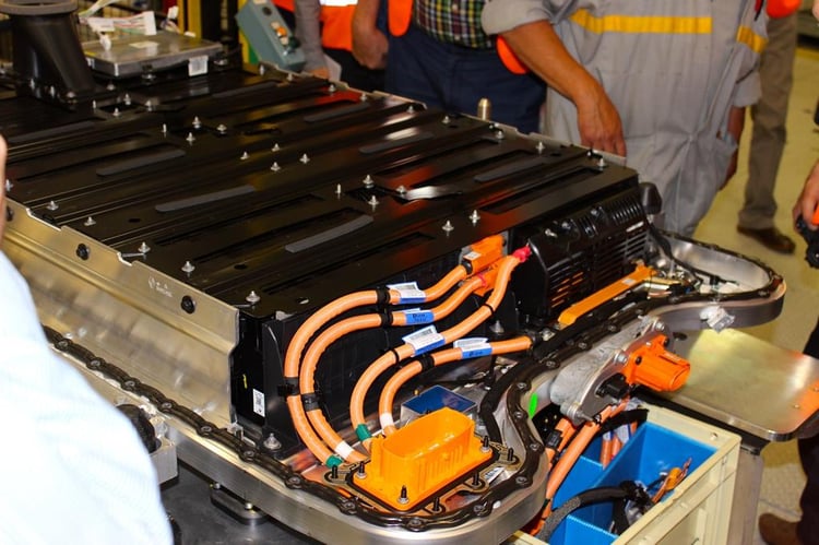 Une batterie de Renault ZOE vue de l'intérieur