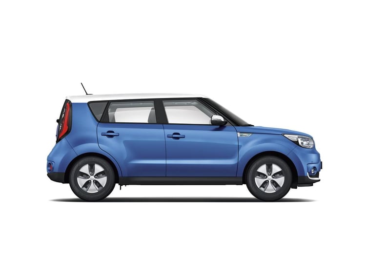 Le KIA Soul EV en bleu