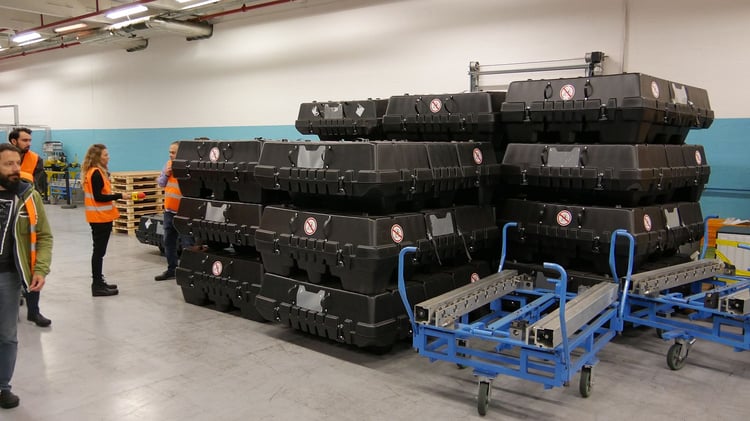 Les caisses de transport des batteries