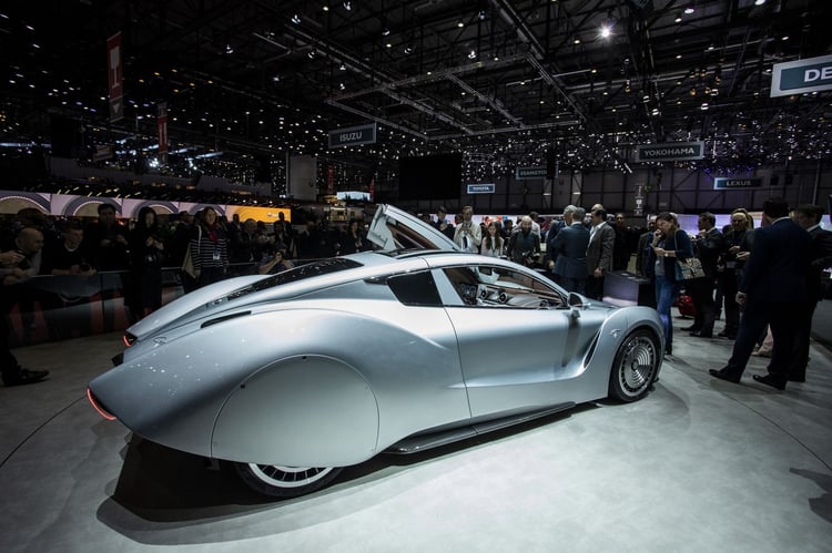 Les roues arrière carénées de l'Hispano-Suiza Carmen au Salon de Genève 2019