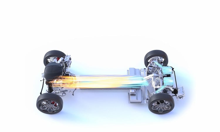 Vue moteur et batteries de la Karma Revero GT