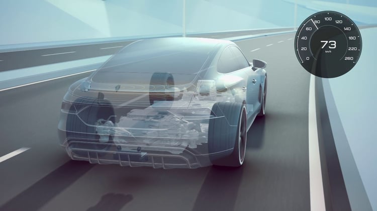 Vue arrière de l'e-tron GT dans une vidéo Audi