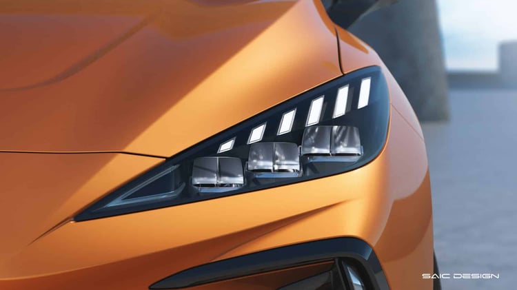 Phare LED avant de la MG4 électrique V2 avec signature lumineuse distinctive