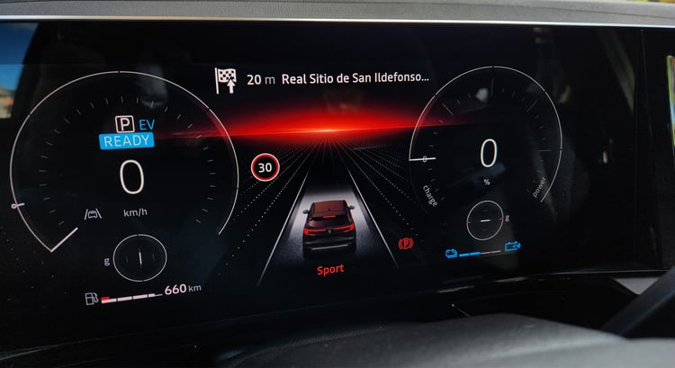 Affichage mode sport avec jauge de puissance