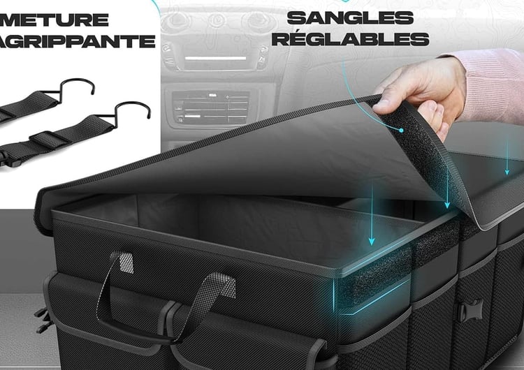 rangement modulable Fortem avec sangles pour coffre voiture