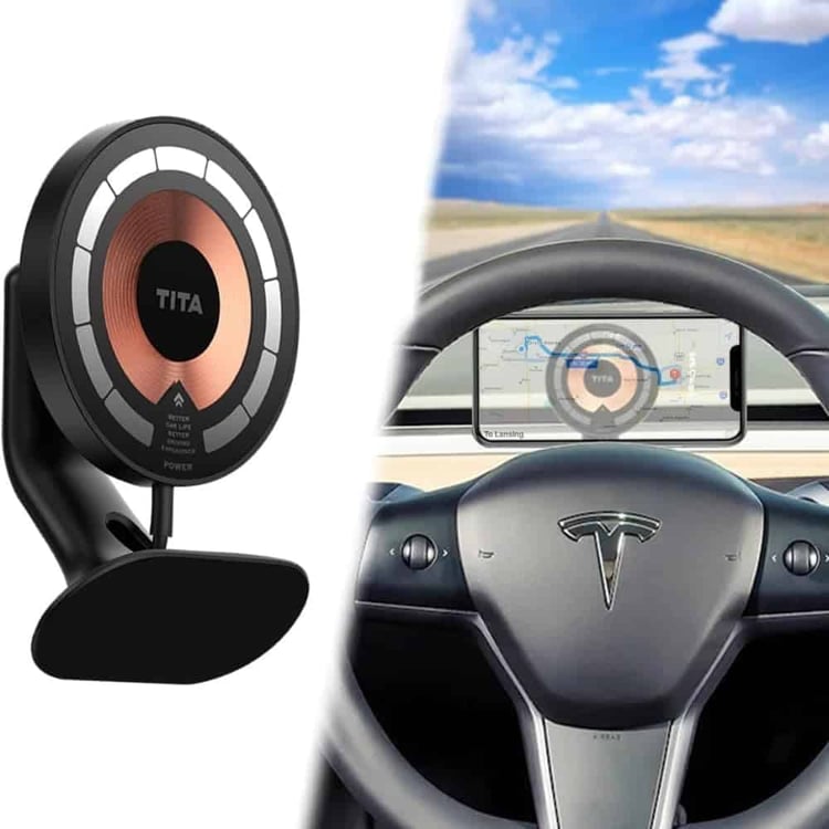 Chargeur pour Tesla derrière le volant