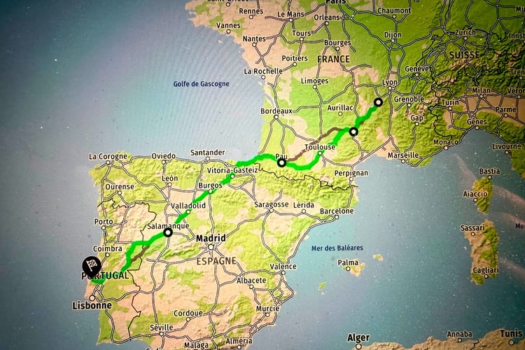 Le parcours suivi par Bertrand