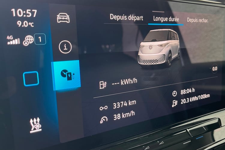 Conso moyenne hivernale de 20,3 kWh/100 km pour le Volkswagen ID. Buzz de Cédric