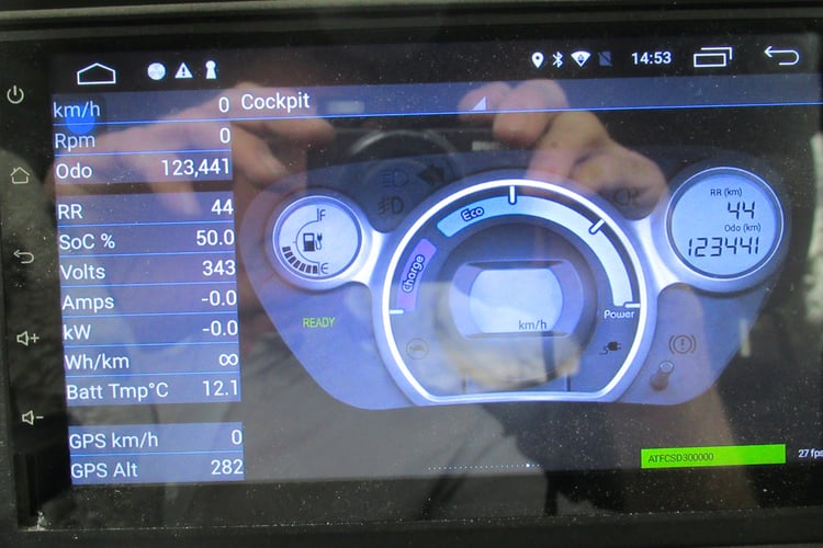 Prise de valeurs via CaniOn sur la Mitsubishi i-MiEV de Joseph