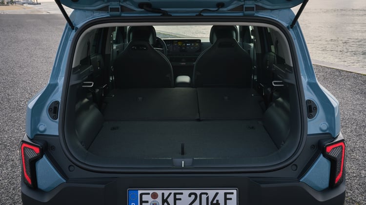 coffre Kia EV2 banquette arrière rabattue version 5 places finition Earth