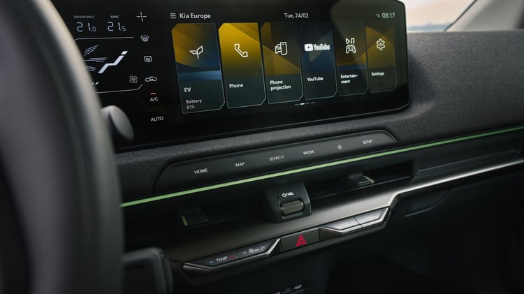 Kia EV2 intérieur écran central interface multimédia navigation système infotainment