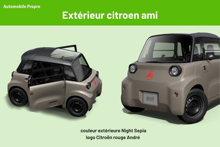 Citroën Ami 2026 version standard couleur Night Sepia vue extérieure