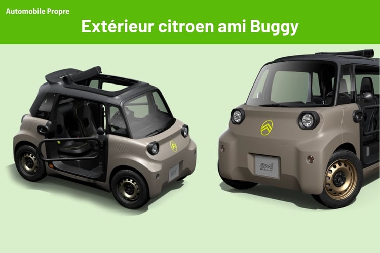 Citroën Ami Buggy 2026 vue extérieure avec portes tubulaires et toit ouvrant