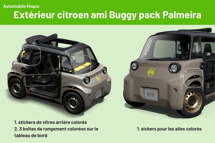 Citroën Ami Buggy avec Pack Palmeira et éléments extérieurs colorés