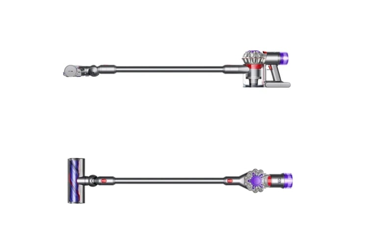 Dyson V8 Cyclone en configuration aspirateur à main et aspirateur-balai